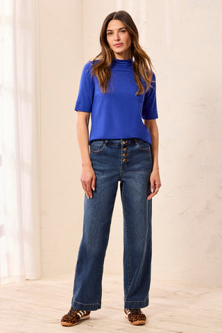 Audrey Comfort Stretch Wide Leg Crop Denim Jeans-Dusk