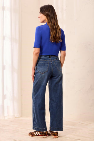 Audrey Comfort Stretch Wide Leg Crop Denim Jeans-Dusk