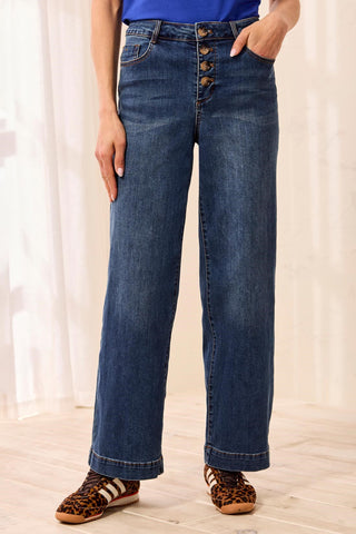 Audrey Comfort Stretch Wide Leg Crop Denim Jeans-Dusk