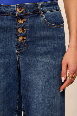 Audrey Comfort Stretch Wide Leg Crop Denim Jeans-Dusk