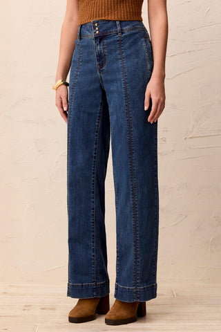 Jean Audrey À Jambe Large Taille Haute avec Boutons-Crépuscule