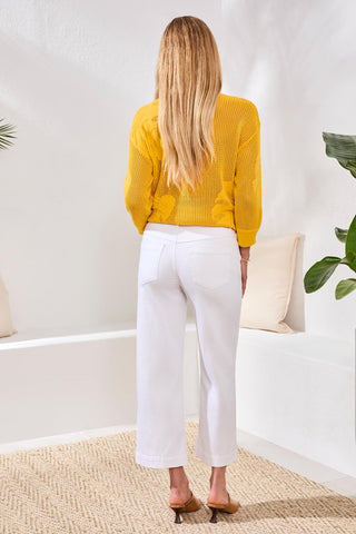 Audrey Jean Large Court Ajusté Coloré — En Denim Boundless Ultimate Stretch-Blanc