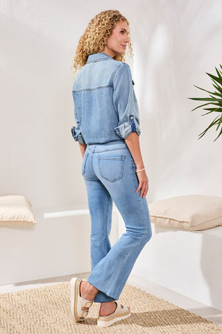 Audrey Jean Évasé Ajusté — En Denim Boundless Ultimate Stretch-Bleu cotier