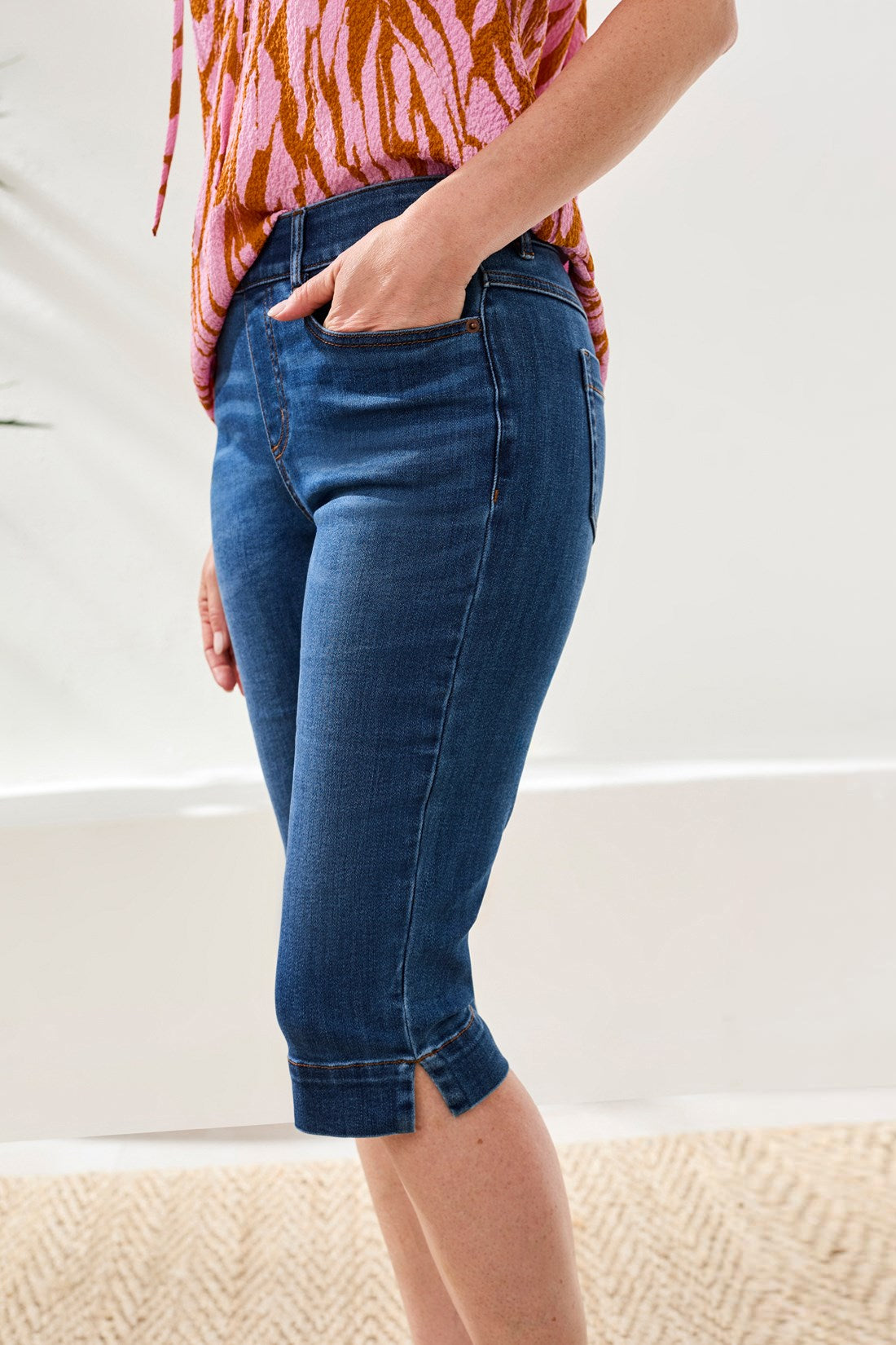 denim pedal pushers Audrey Pull-On Pusher Boundless Stretch Denim-Fadedblue – Tribal® Fashion Size:167 Decathlon Riverside 500 Fahrrad Körbe folded hem and slim