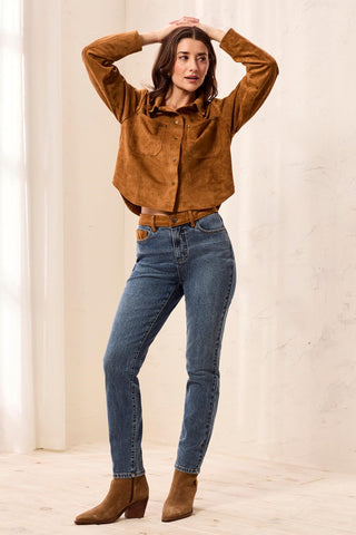 Jean Audrey Slim Taille Haute En Denim Mixte -Clair de Lune