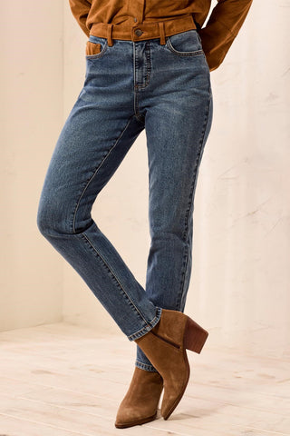 Audrey Faux Suede Waistband Slim Ankle Jeans-Moonlight