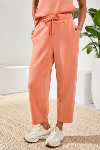 Soft Modal Barrel-Leg Elastic Waist Joggers-Guavablush