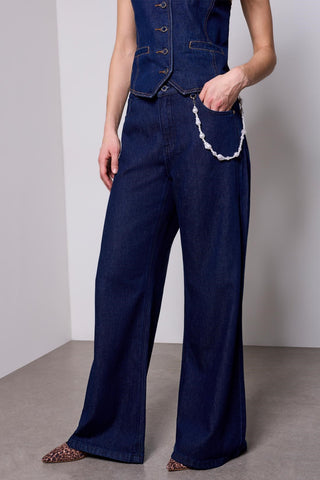 BLUE THREAD Audrey Pleated Drama Wide Leg Denim-Aftermidnight