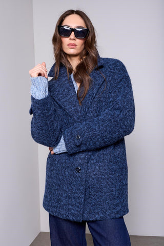 BLUE THREAD Manteau Cocon Douillet Col Boutonné Épaule Tombante-Après minuit
