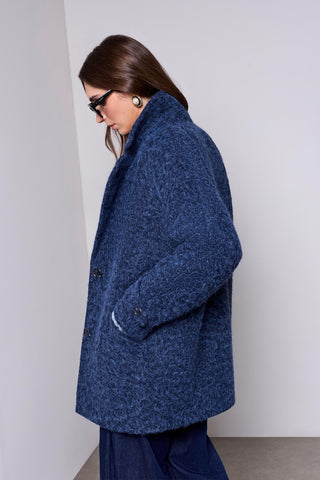 BLUE THREAD Manteau Cocon Douillet Col Boutonné Épaule Tombante-Après minuit