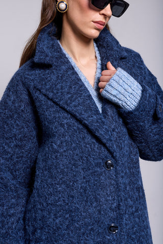 BLUE THREAD Manteau Cocon Douillet Col Boutonné Épaule Tombante-Après minuit
