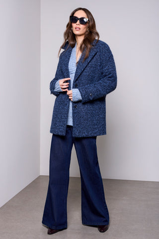 BLUE THREAD Manteau Cocon Douillet Col Boutonné Épaule Tombante-Après minuit