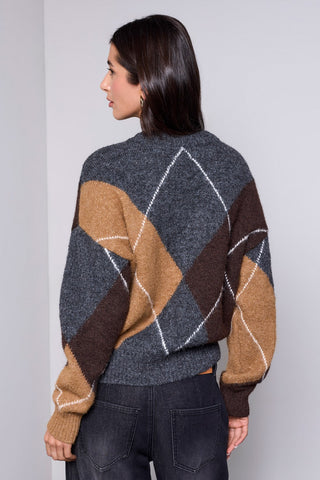 BLUE THREAD Diamond Pattern Button Front Knit Cardigan-H charcoal