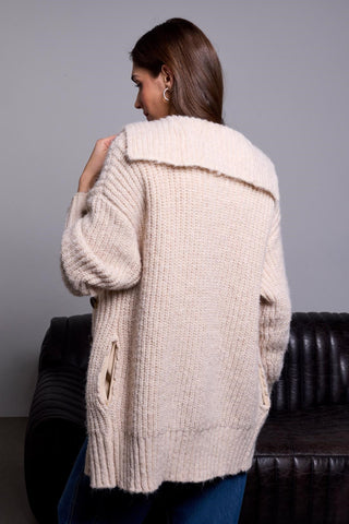 BLUE THREAD Oversized Ribbed Knit Cardigan-H cream