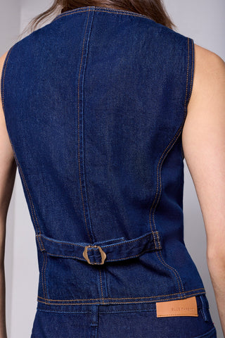 BLUE THREAD Veste En Denim Ajustée Col En V Fermeture Boutonnée -Après minuit