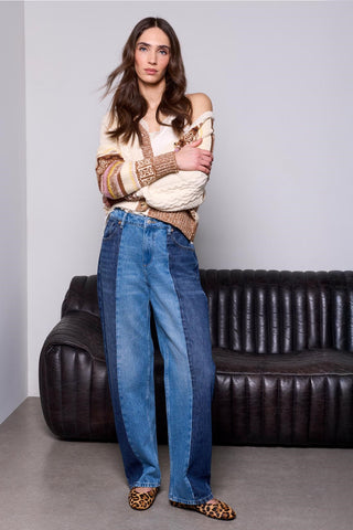 BLUE THREAD Two-Tone Straight Leg Denim Jeans-Piecesofblue