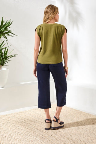 Boat Neck Cap Sleeve Top-Rainforest