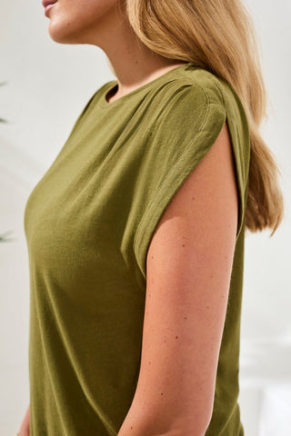 Boat Neck Cap Sleeve Top-Rainforest