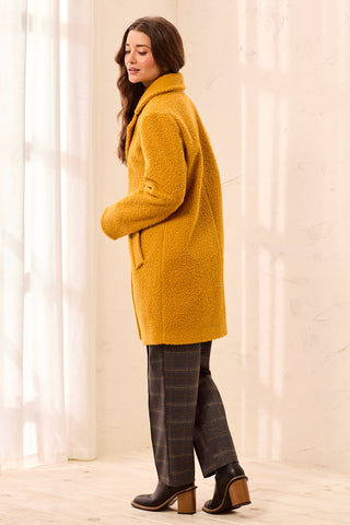 Bouclé Single Breast Button-Front Coat-Amber