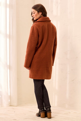 Bouclé Single Breast Button-Front Coat-Maple