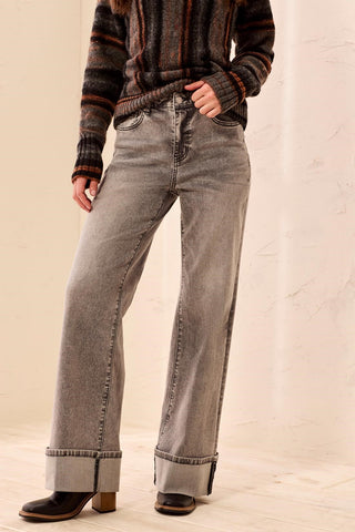 Jean Brooke Taille Haute Jambe Large -Basalte
