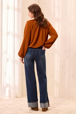 Brooke Comfort Stretch Palazzo Wide Leg Denim Jeans-Dusk