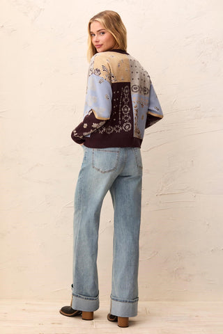 Brooke Palazzo Wide Leg Cuffed Denim Jeans-Skylight
