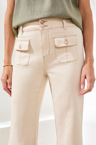 Jean Palazzo Large Brooke Avec Plis-Écru