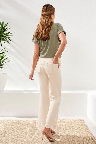 Jean Palazzo Large Brooke Avec Plis-Écru