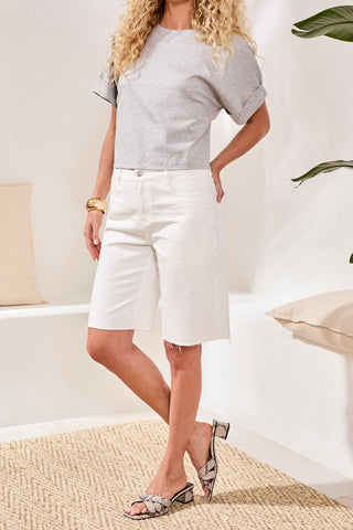 Short Ajusté Brooke-Sel blanc