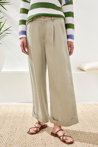Brooke Pleated Wide-Leg Tencel Trousers-Cactusclay