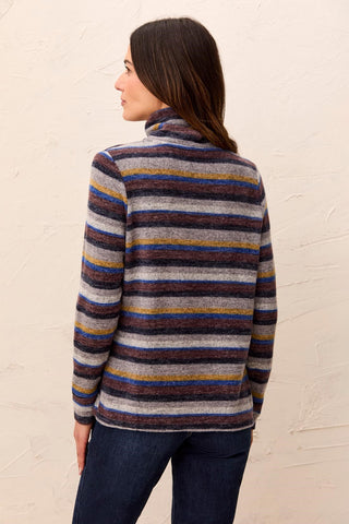 Brushed Knit Stripe Funnel Neck Long Sleeve Sweater-Stellar