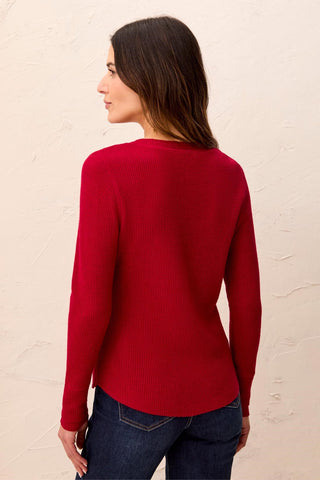 Brushed Waffle Knit Henley Long Sleeve Top-H pinot