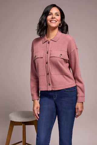 Brushed Waffle Knit Shacket-H dk toffee