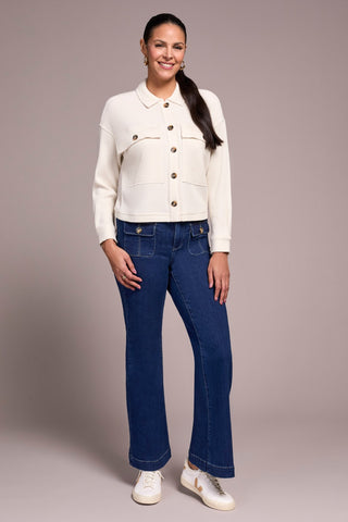 Veste En Tricot Gaufré Brossé-Coquille D'Œuf Chiné