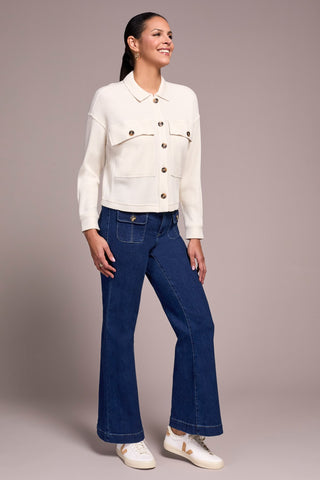 Veste En Tricot Gaufré Brossé-Coquille D'Œuf Chiné