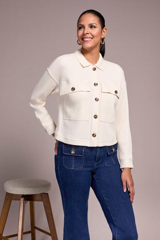 Veste En Tricot Gaufré Brossé-Coquille D'Œuf Chiné