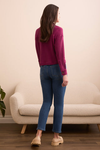 Brushed Waffle Knit Shacket-H plumwine