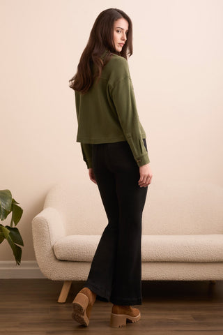 Brushed Waffle Knit Shacket-H spruce