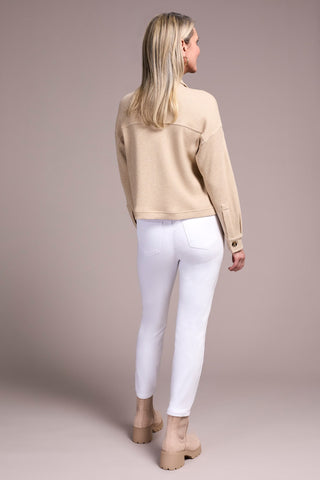 Brushed Waffle Knit Shacket-Oatmeal