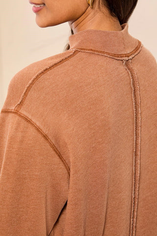 Bubble French Terry Crew Neck Long Sleeve Knit Top-Hazelwood