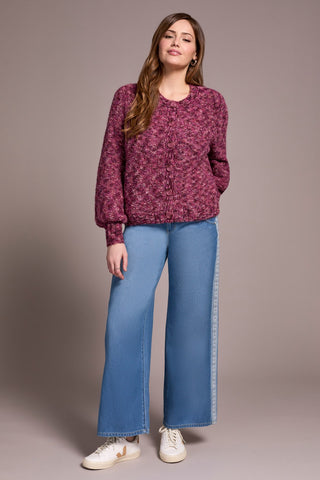 Button-Front Crew Neck Sweater Cardigan-M roseberry