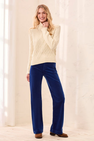 Cable Knit Mock Neck Special Wash Sweater-Antiquewhite