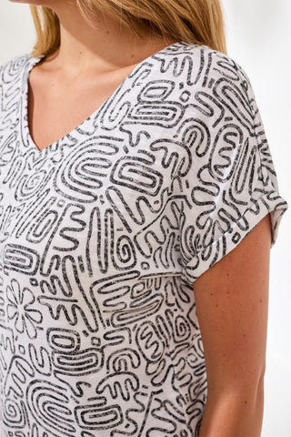 Haut Manches Courtes À Col Bateau Ou V-Neck-Blanc