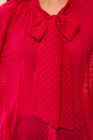Blouse À Pois En Mousseline Crêpée Avec Nœud Papillon Au Col-Jazzy