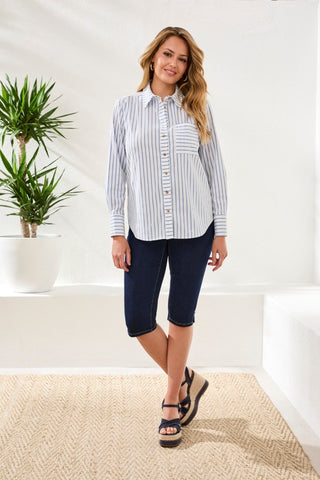 Classic Collared Striped Shirt Breathable Seersucker-Turkishsea