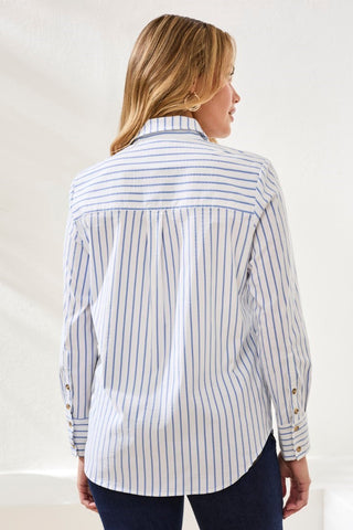 Classic Collared Striped Shirt Breathable Seersucker-Turkishsea