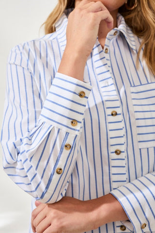 Classic Collared Striped Shirt Breathable Seersucker-Turkishsea
