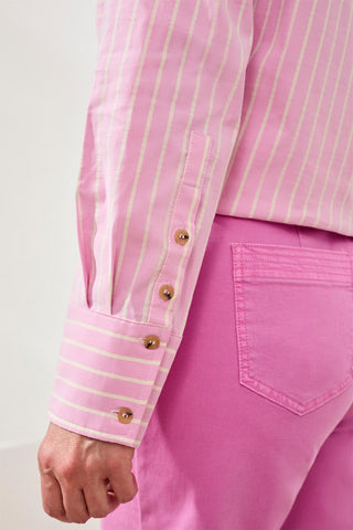 Classic Collared Striped Shirt Breathable Seersucker-Wisteria
