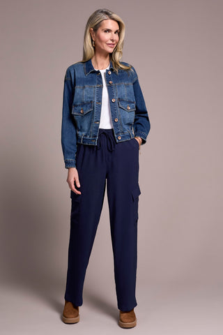 Classic Drop Shoulder Denim Jacket-Washedblue